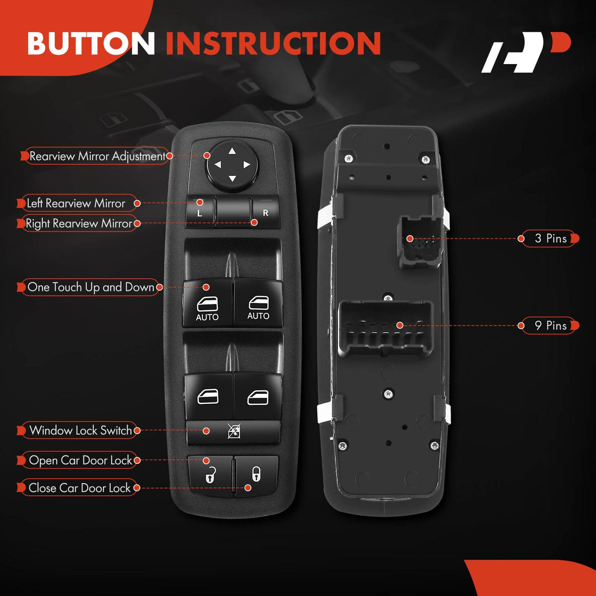 A-Premium switch green backlight illuminated for night visibility