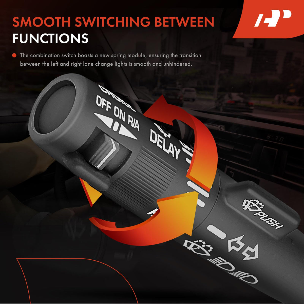 A-Premium switch installed in steering column demonstrating direct-fit replacement