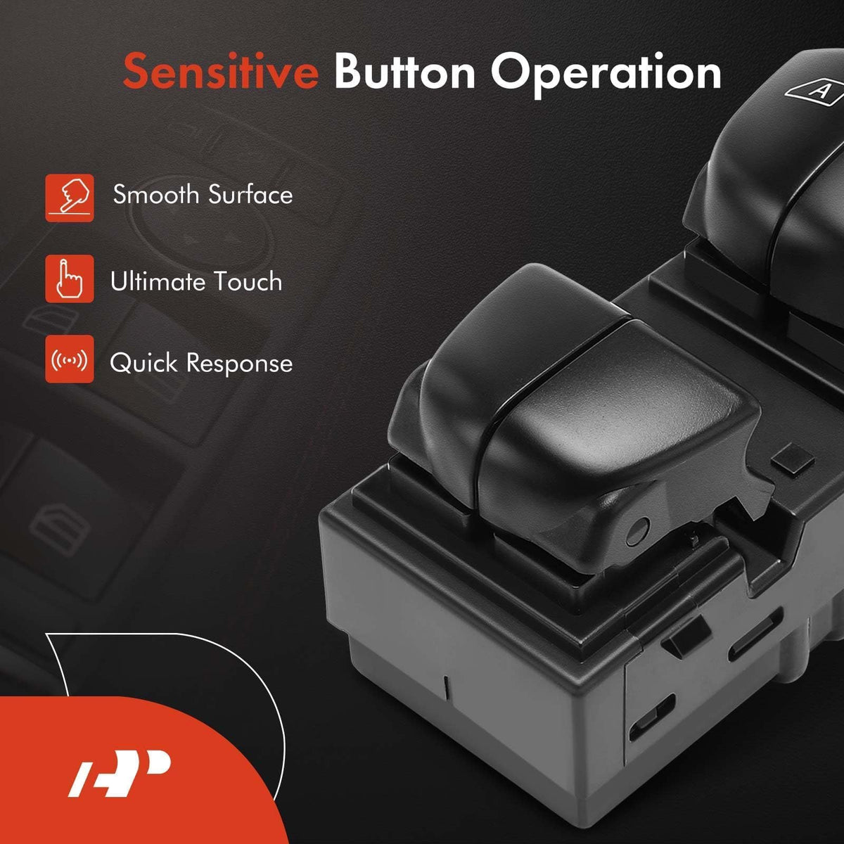 A-Premium switch installed in driver door panel demonstrating proper fitment