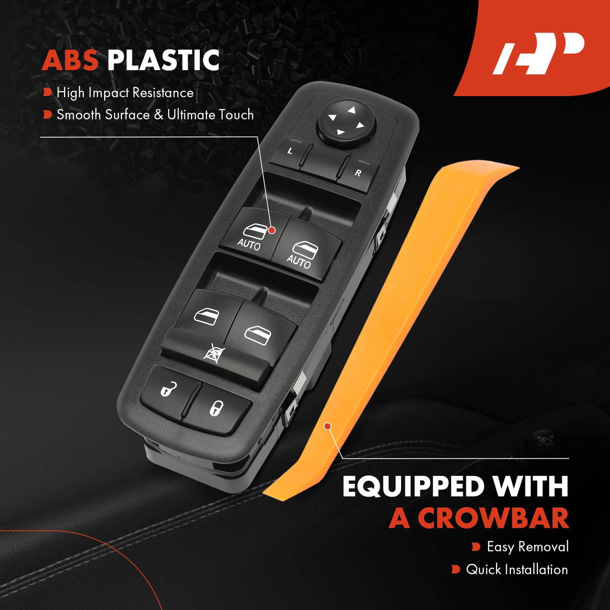 A-Premium switch installed in door panel restoring one-touch control
