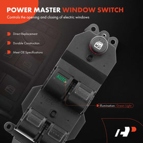 A-Premium illuminated red backlight on switch providing improved nighttime visibility