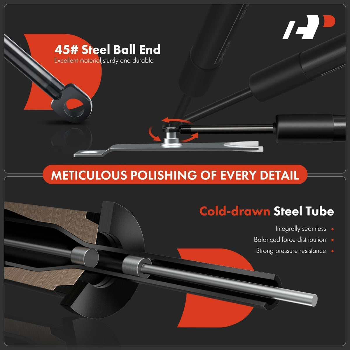 A-Premium tailgate assist installed on driver-side tailgate demonstrating correct alignment