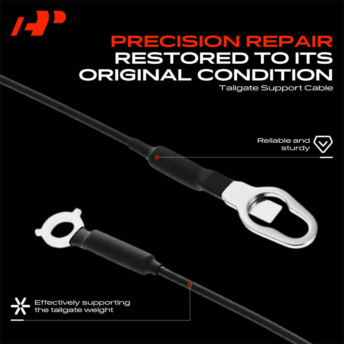 A-Premium cable end hardware detail showing secure mounting benefit