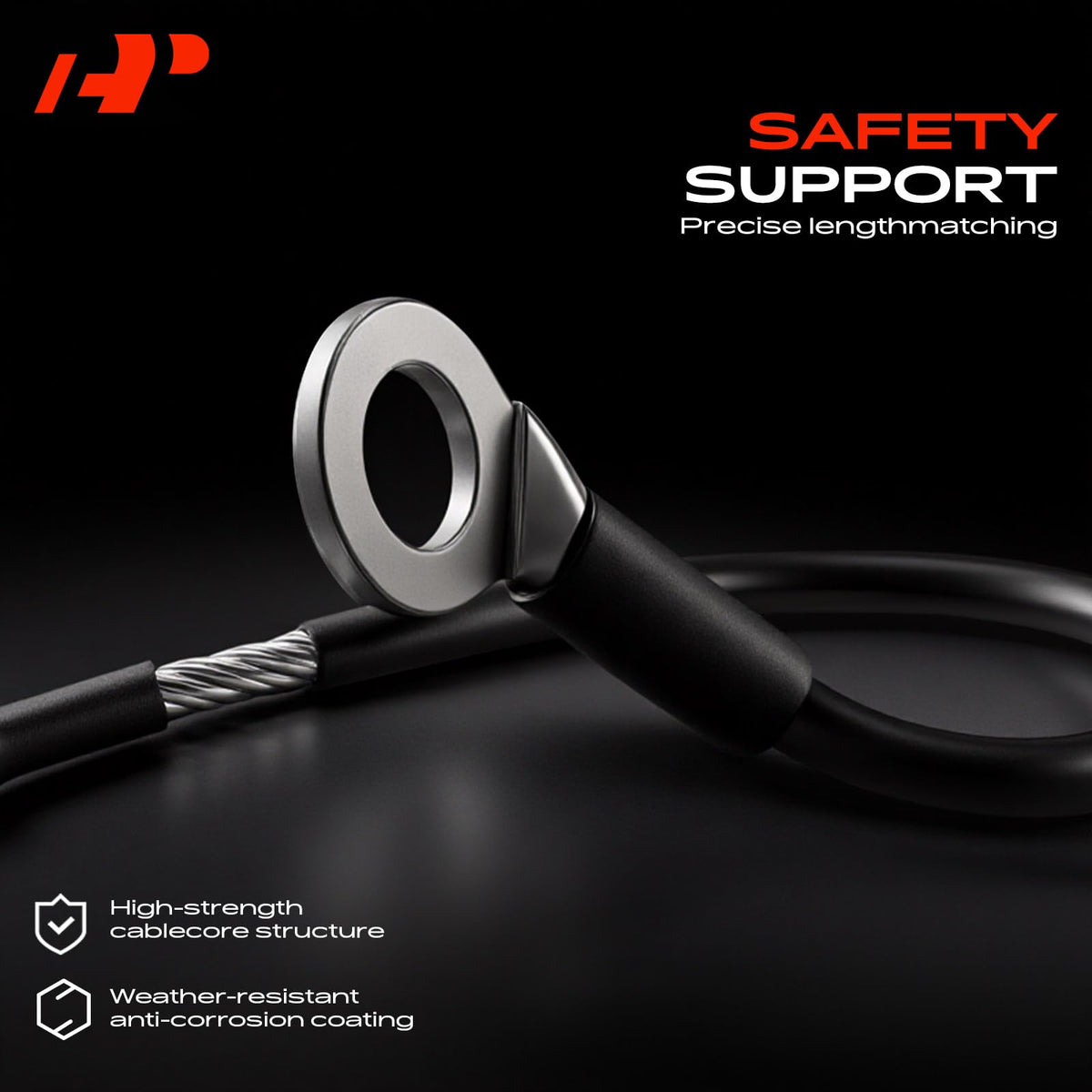 A-Premium cable installed on truck illustrating correct tailgate support