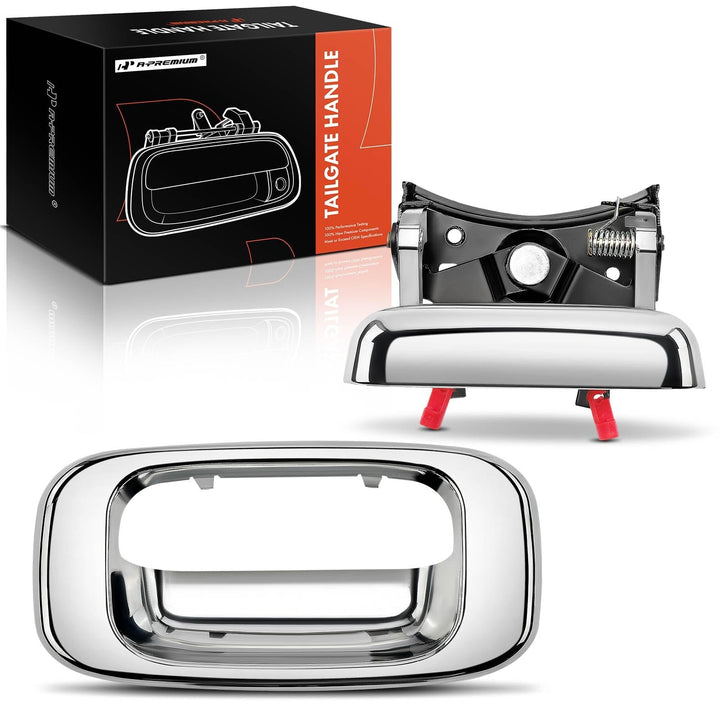 A-Premium front view of chrome tailgate handle showing clean fit and restored appearance