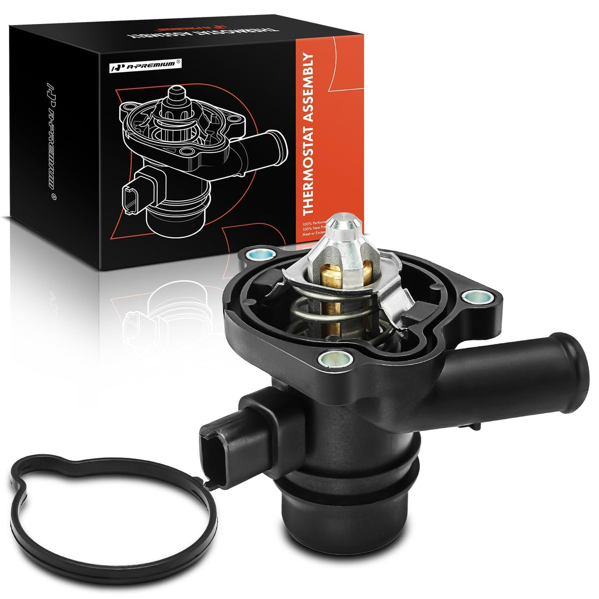 A-Premium front view of thermostat housing assembly showing complete unit and fit
