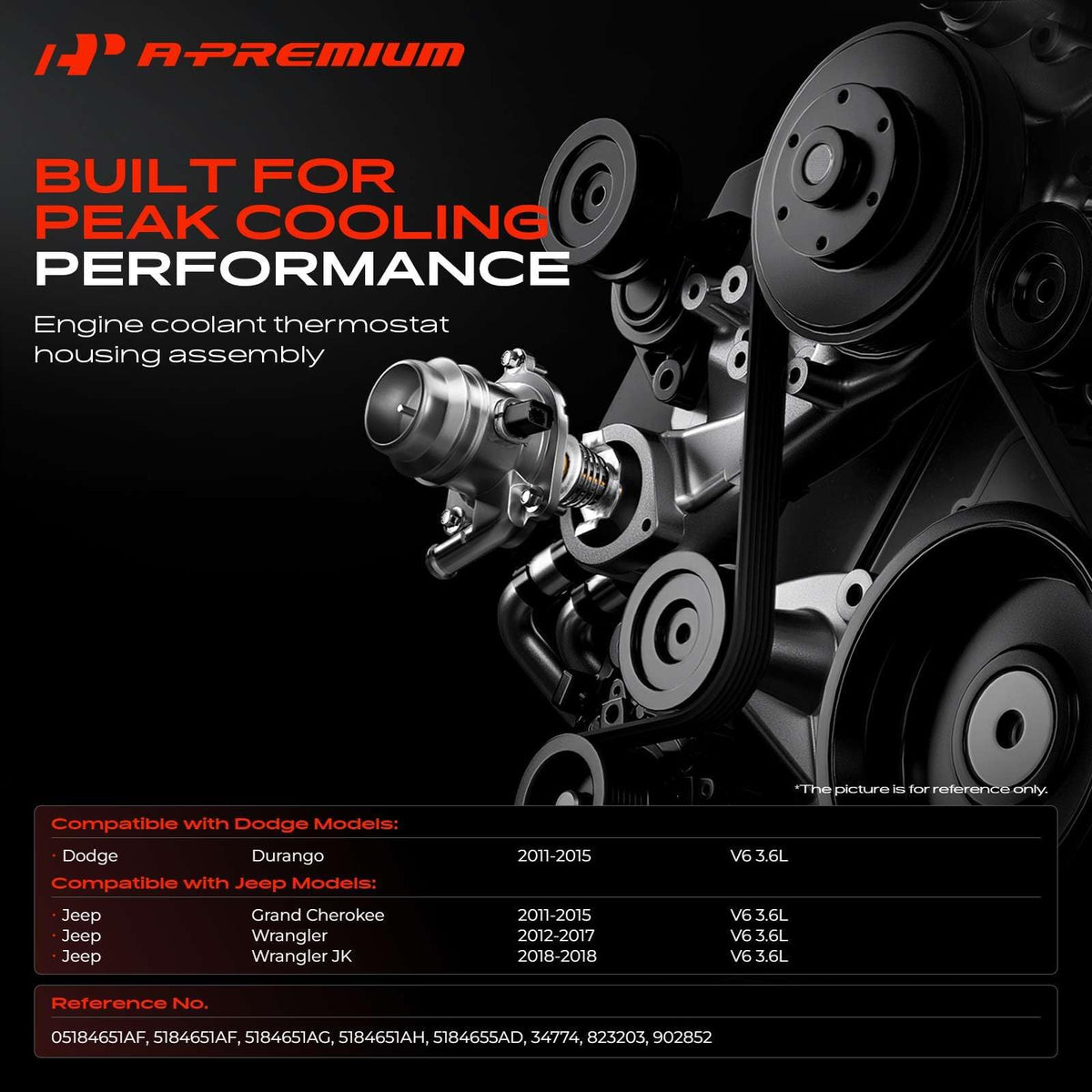 A-Premium thermostat housing with cover and thermostat included for ready installation
