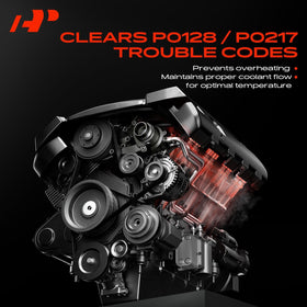 A-Premium thermostat housing installed in engine bay restoring proper coolant flow
