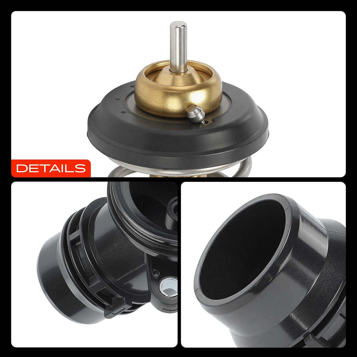 A-Premium thermostat housing size comparison with ruler showing compact dimensions
