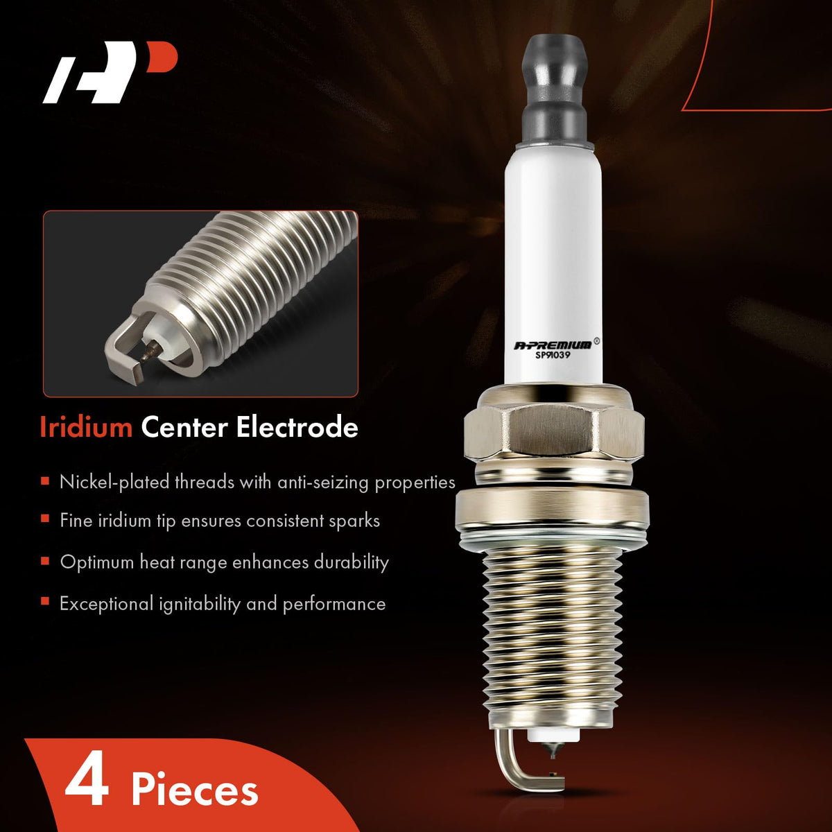A-Premium image of thread and reach detail showing correct 14 mm fit and engine seal