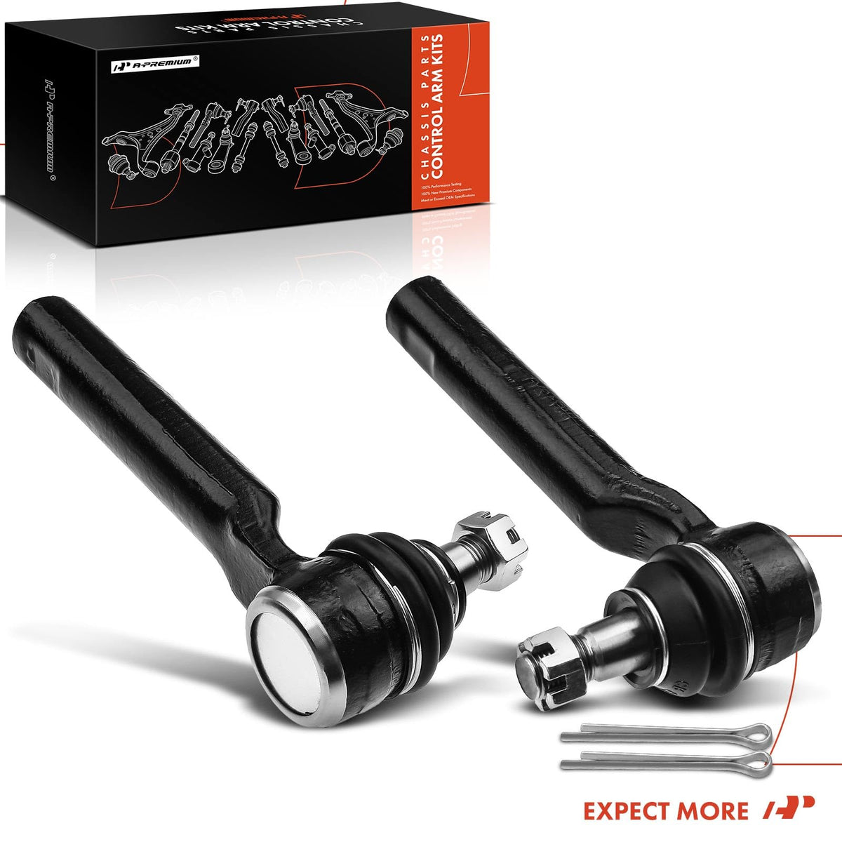 A-Premium tie rod end in garage during install to restore steering precision