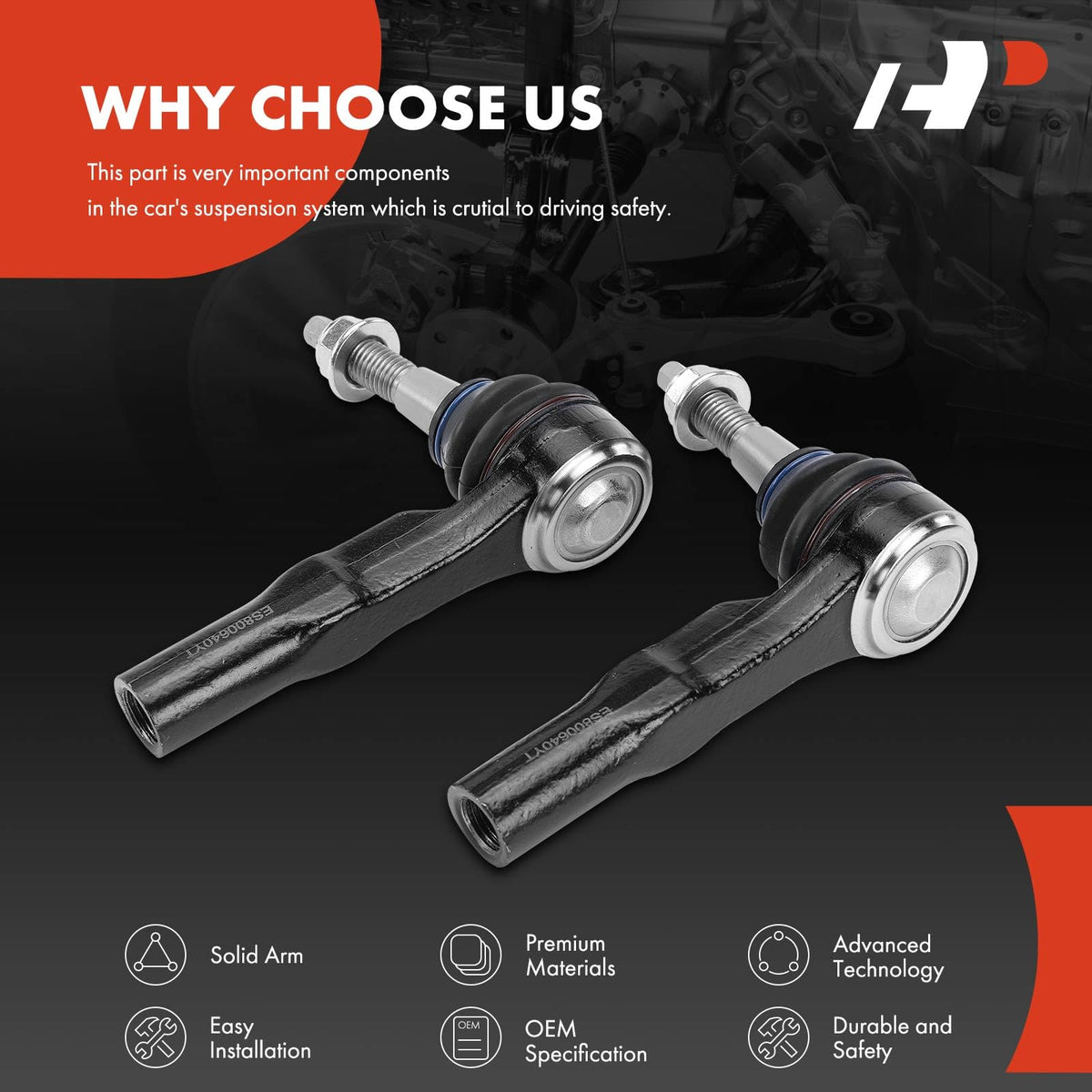 A-Premium installed tie rod on suspension illustrating restored steering control