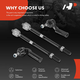 A-Premium tie rod next to ruler showing scale for accurate selection and fitment