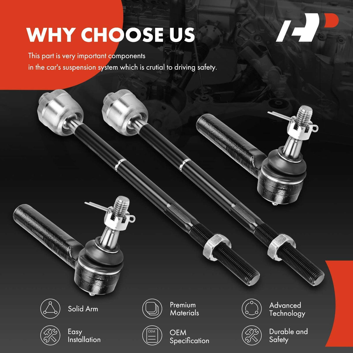 A-Premium tie rods installed under vehicle restoring steering precision