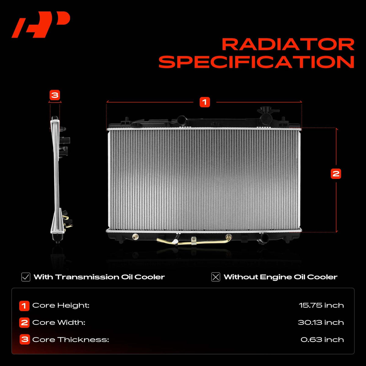 A-Premium detail of transmission oil cooler ports, highlighting integrated cooling benefit