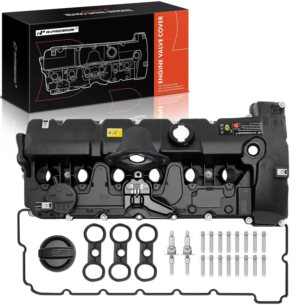 A-Premium valve cover front view showing precise OEM-fit and durable finish