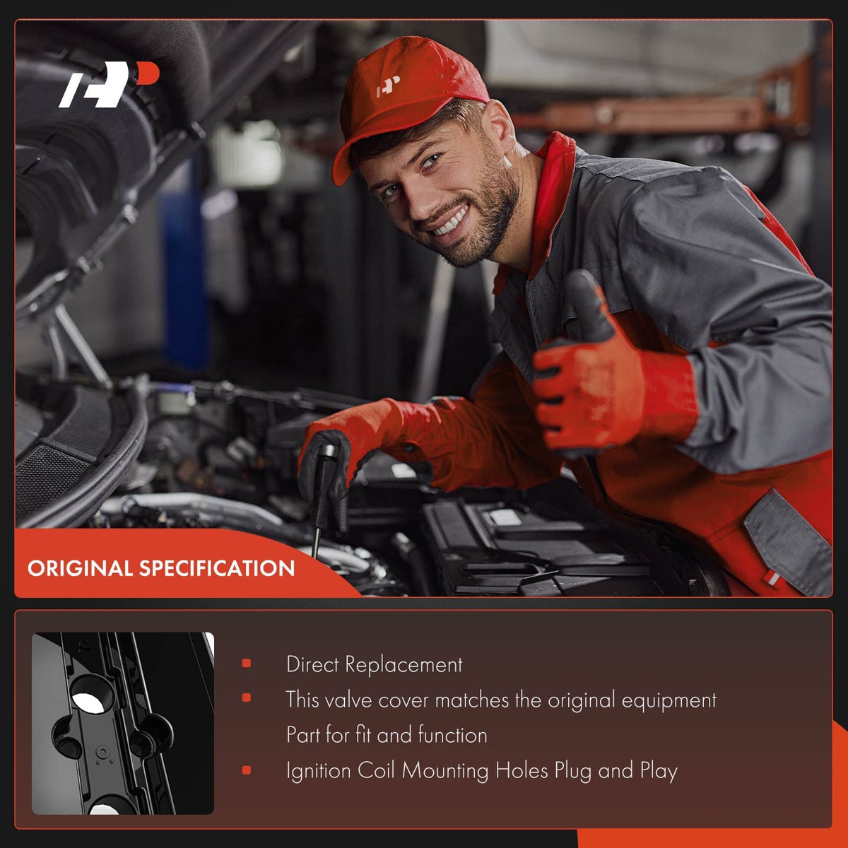 A-Premium valve cover installed in an engine showing improved cleanliness benefit
