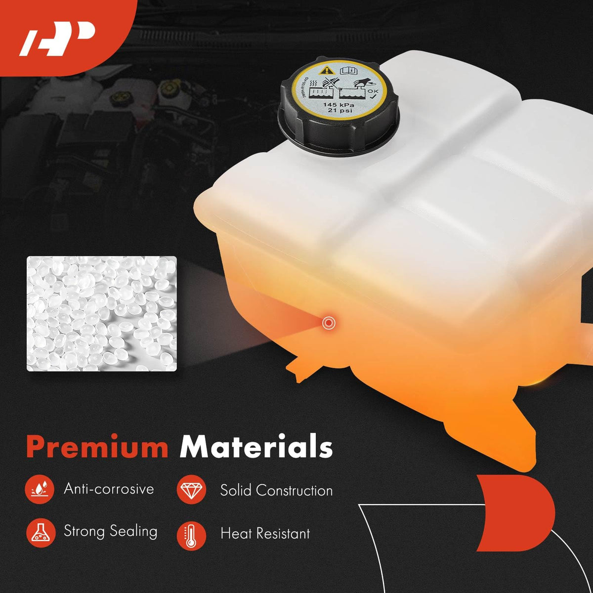 A-Premium internal volume markings visible for accurate coolant level checks