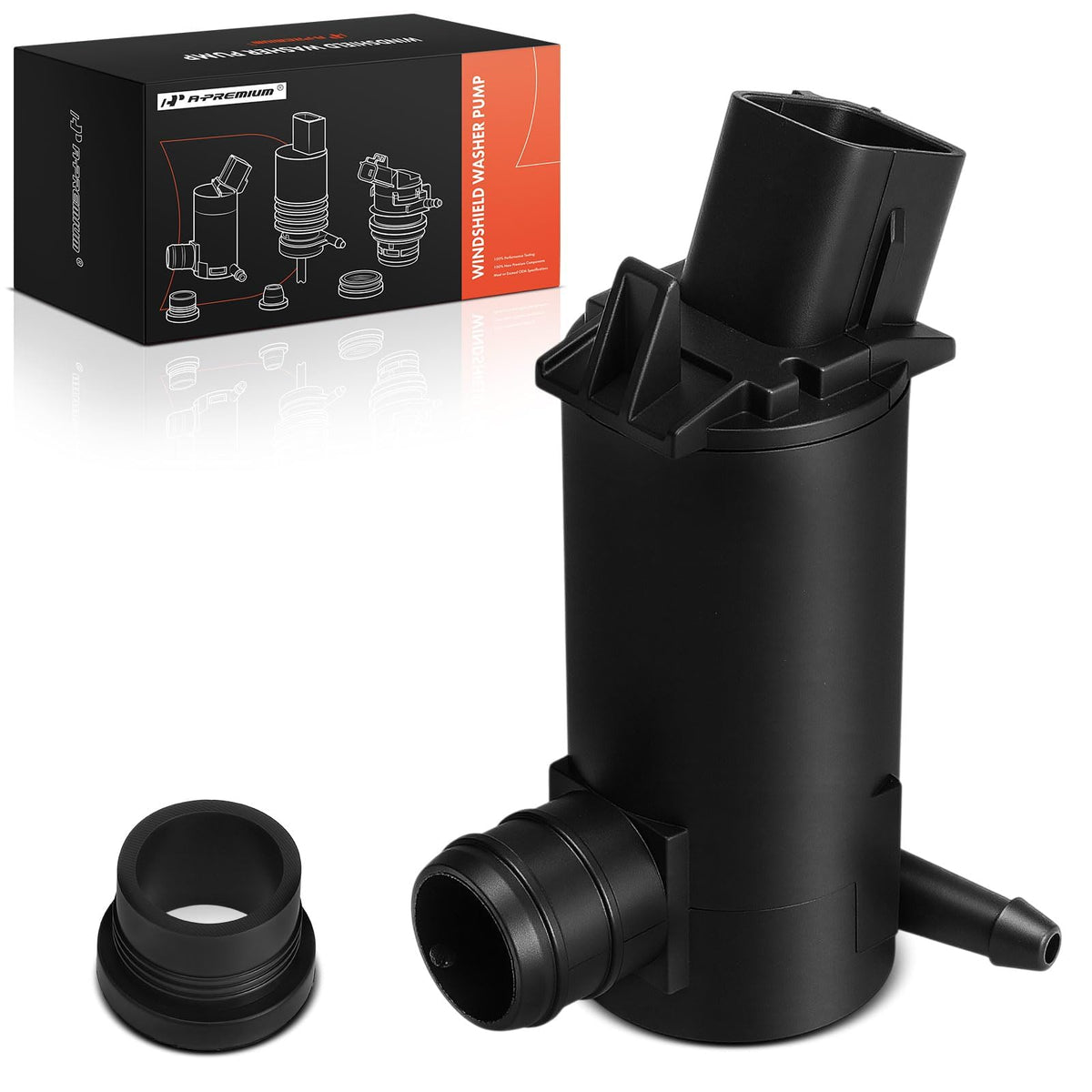 A-Premium washer pump front view showing compact design and fitment benefit