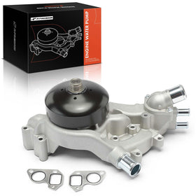 A-Premium water pump front assembly showing fit for GM engines and reliable coolant flow