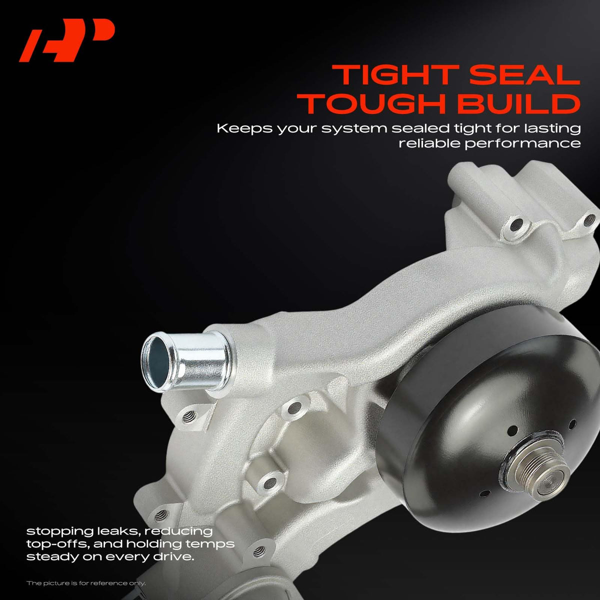 A-Premium water pump side profile highlighting corrosion-resistant housing for longevity