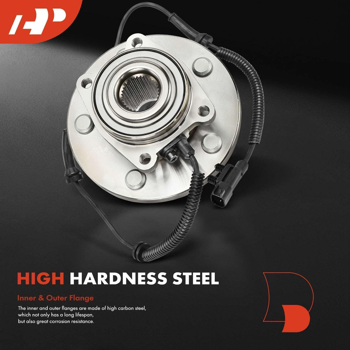 A-Premium wheel studs and flange closeup showing 5-lug fit and secure wheel mounting benefit