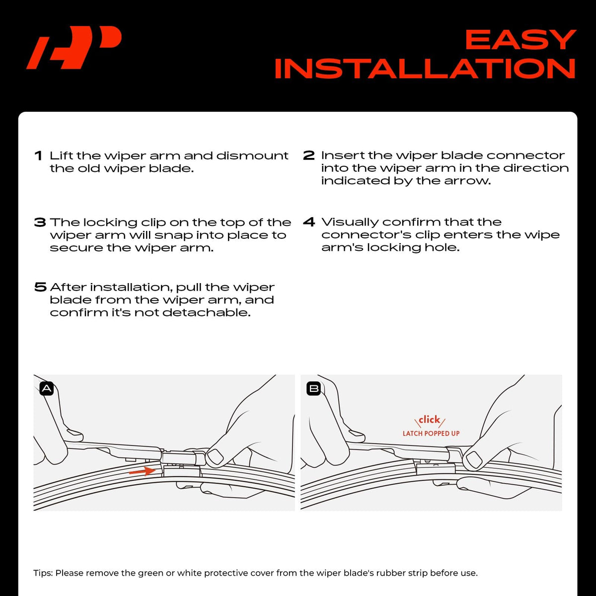 A-Premium blades in rainy driving scene demonstrating clearer sightlines and safety