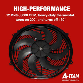 A-Team Performance fan mounted on a radiator demonstrating push-pull installation benefit