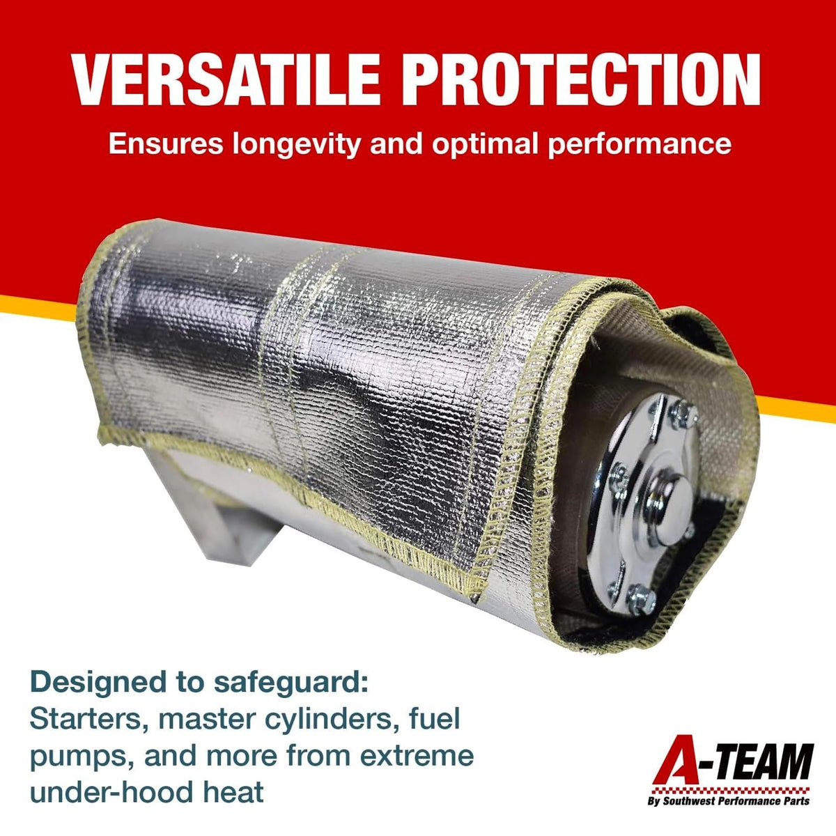 A-Team Performance close-up of aluminized fiberglass texture for high-temp reflection