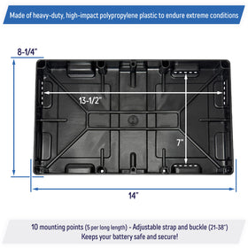 A.A tray detail of mounting holes highlighting ten reinforced points for secure attachment
