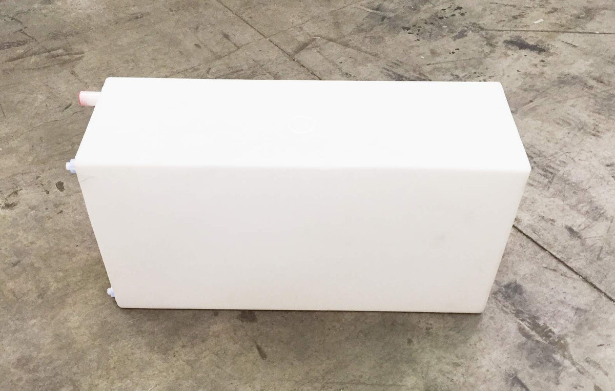 A.A side profile showing approximate 34 by 18 by 12 inch dimensions for fit planning