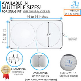 A1 Shades folded in pouch for compact storage and easy transport benefit