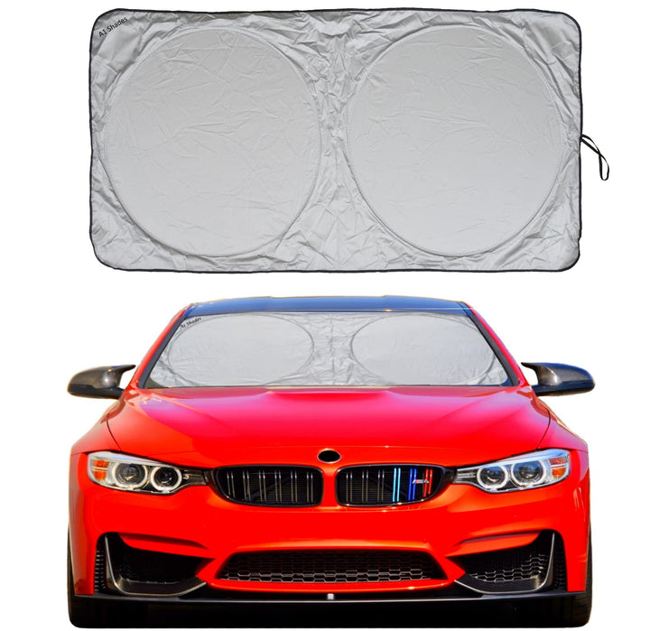 A1 Shades front packaging showing large foldable sun shade and included pouch benefit