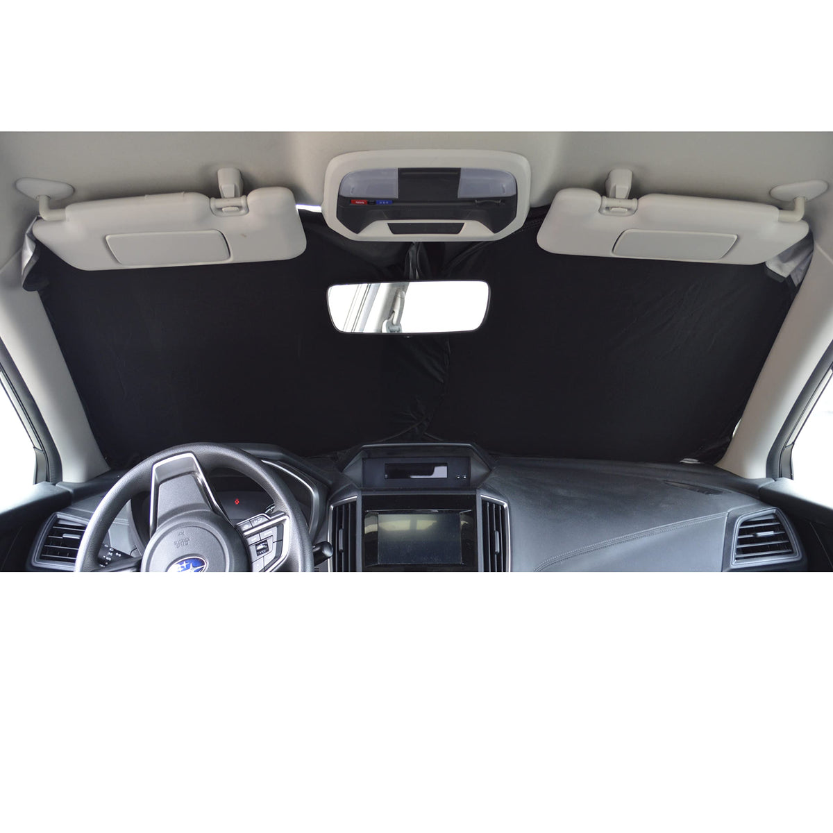 A1 Shades fitted in a truck windshield demonstrating extended width fit and complete coverage