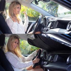 A1 Shades lifestyle image in parked car illustrating cooler cabin and comfort