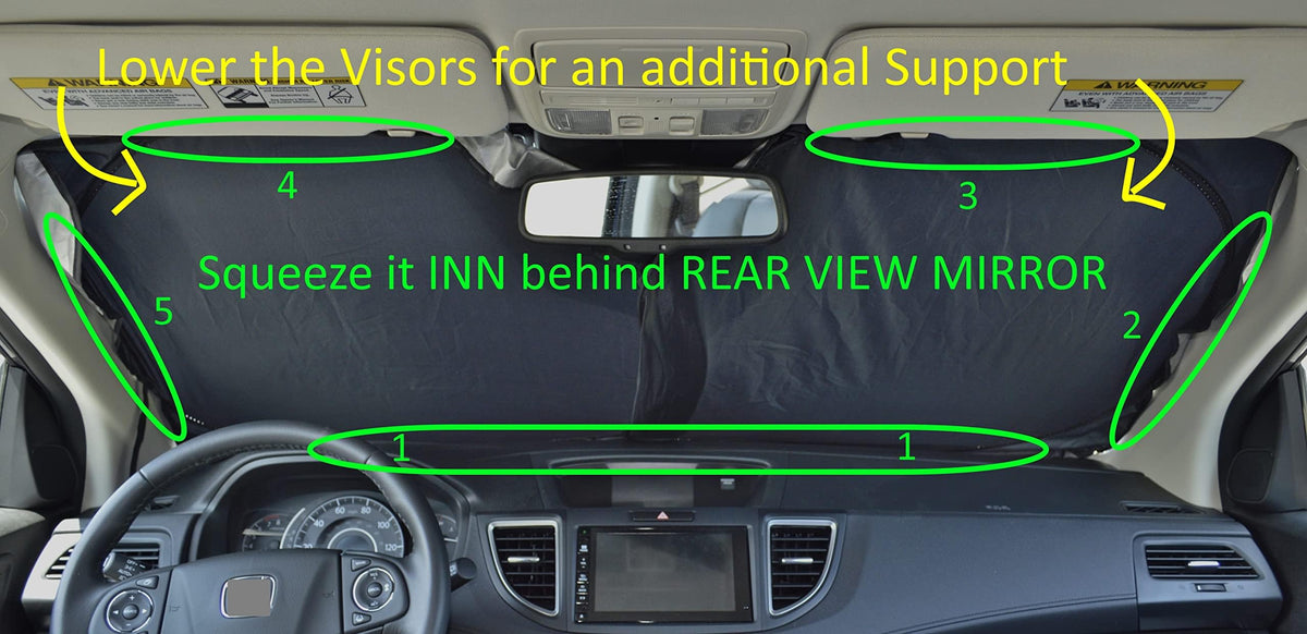 A1 Shades on parked car on sunny day demonstrating cooling benefit