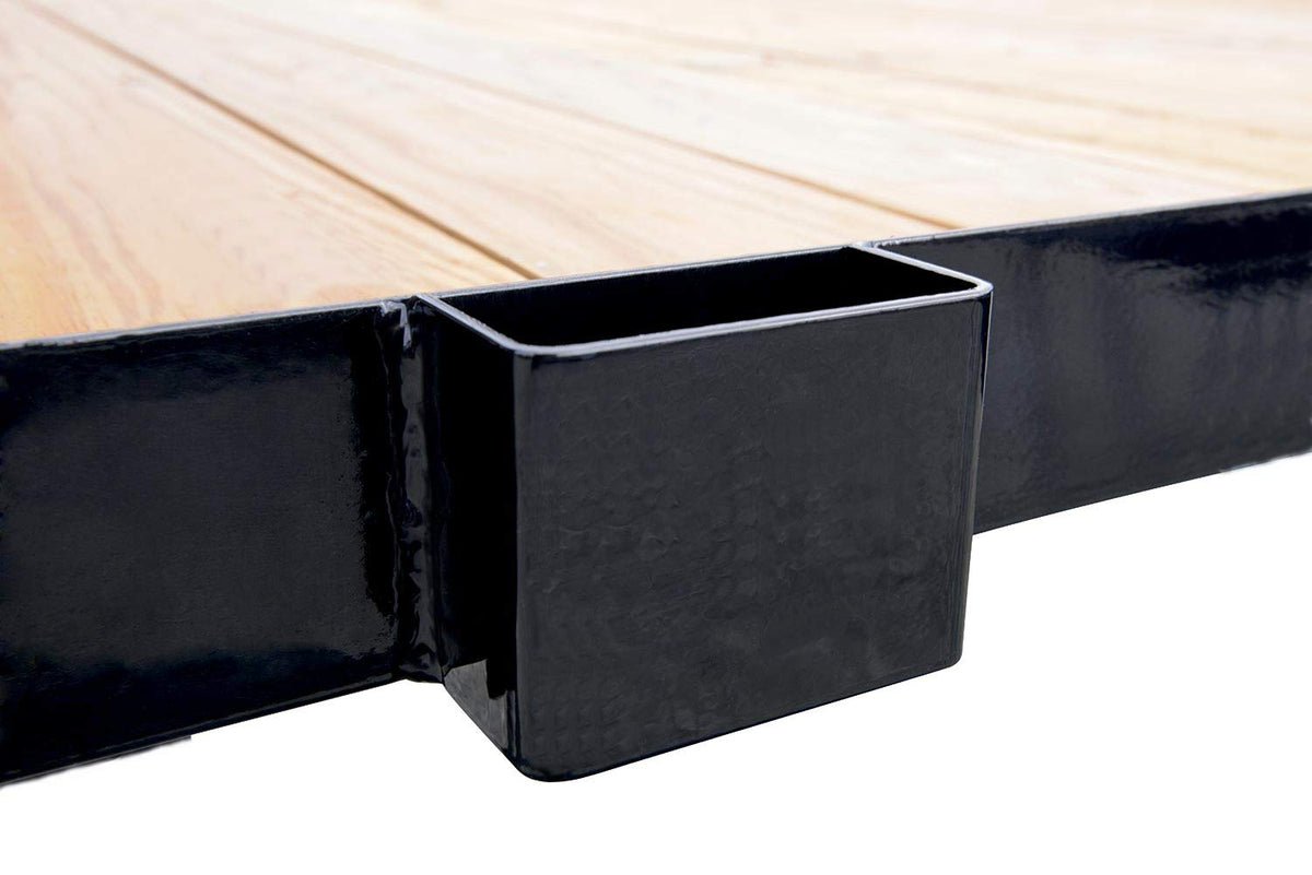 A.A close-up showing inside dimensions and 7 GA steel thickness for secure fit