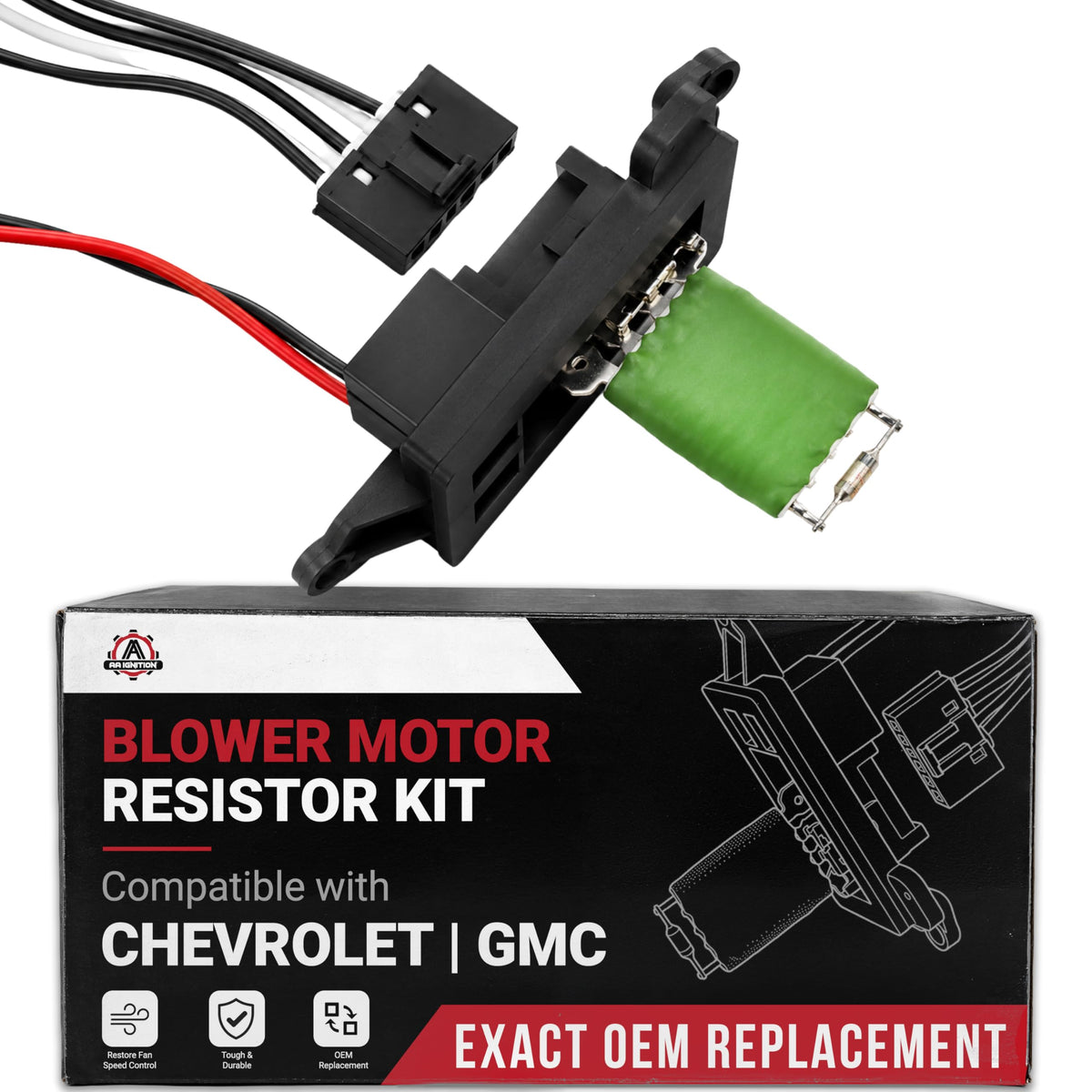 AA Ignition front view lower blower resistor showing full assembly and mounting points for easy swap