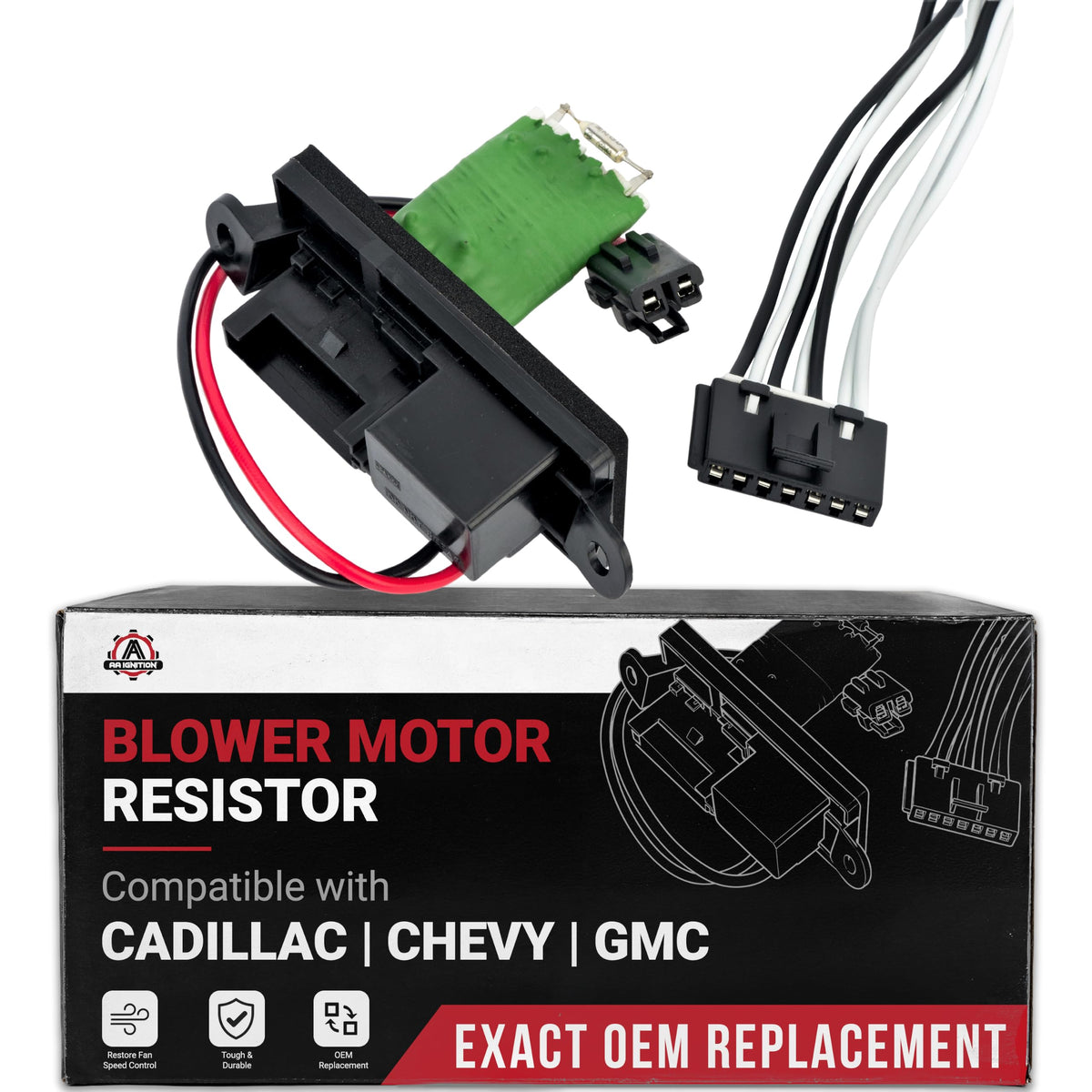 AA Ignition front view of lower HVAC blower motor resistor showing fitment and finish for easy replacement