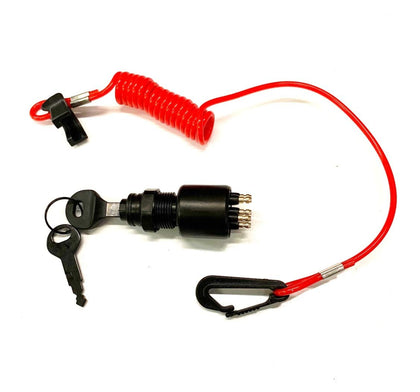 A.A ignition key switch front view showing keys and secure mounting — reliable replacement