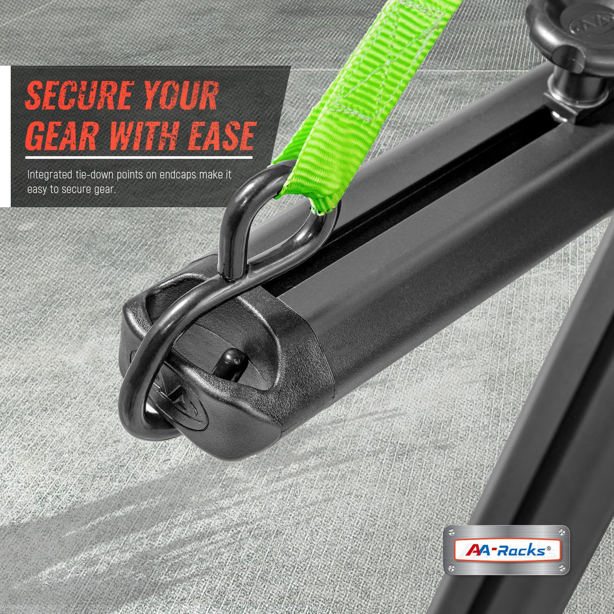 AA-Racks APX25-Lite clamp detail showing universal mounting clamps that avoid drilling