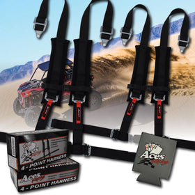AAAA Aces Racing front view harness showing full 4-point layout and secure fit