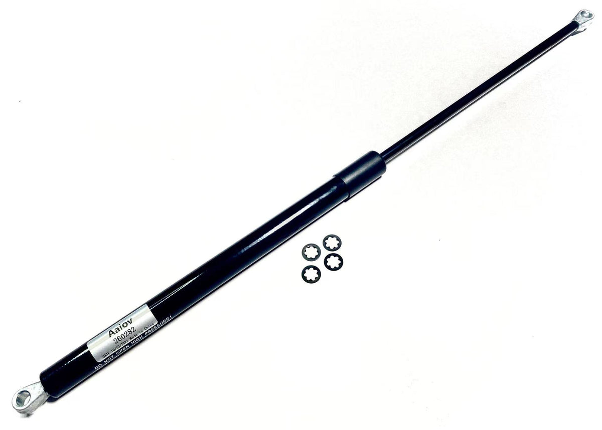 Aaiov front view of 260282 gas strut showing label and fit, indicating reliable replacement