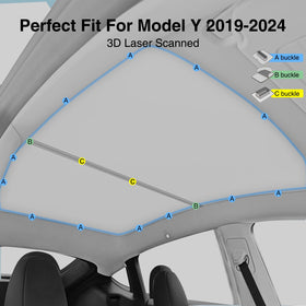 AAMHHM sunshade beside a ruler for scale to show exact Model Y fit