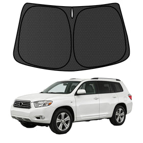 aatoppus Highlander front view sun shade showing full windshield coverage and heat reduction