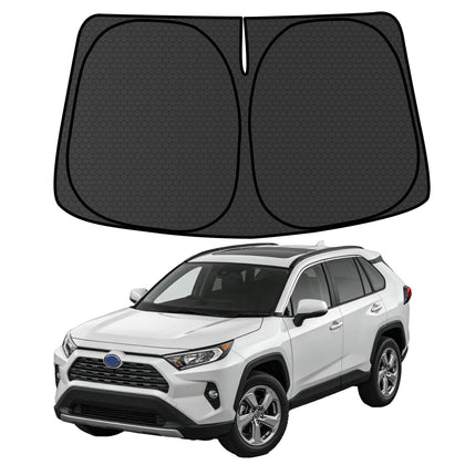 aatoppus RAV4 front full coverage sunshade showing perfect fit