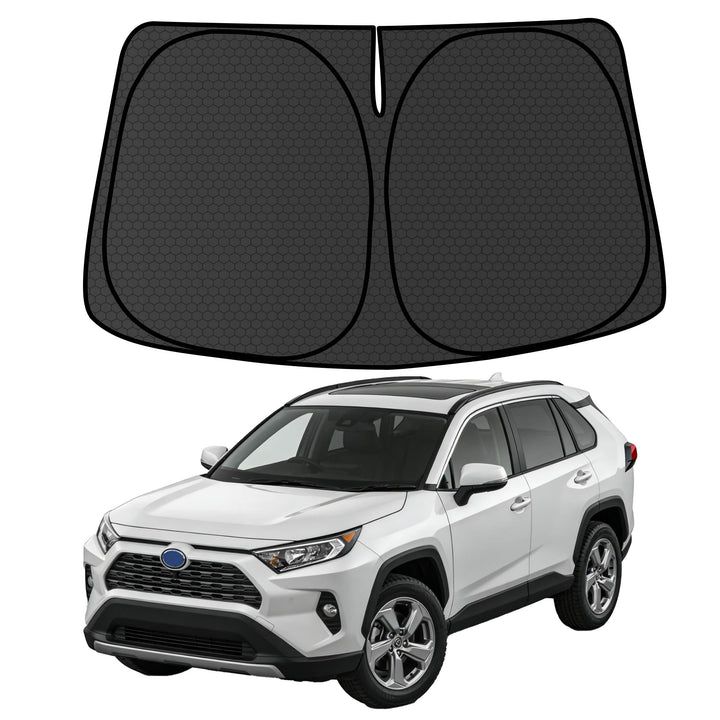 aatoppus RAV4 front full coverage sunshade showing perfect fit
