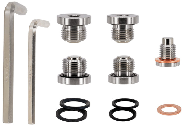 abczok front view of five stainless steel plugs showing durable finish and clear labeling for quick fitment