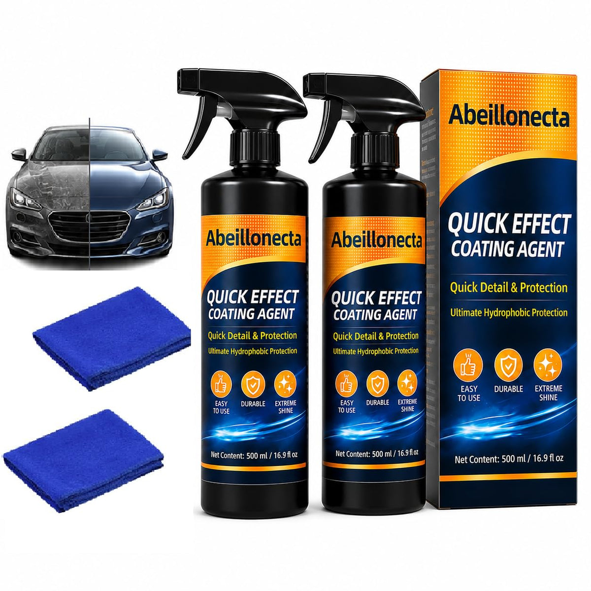 Abeillonecta front view of two 500ml spray bottles showing packaging and convenience