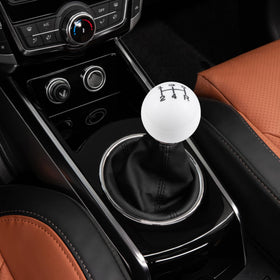 Abfer ball shift knob held in hand demonstrating size and ergonomic benefit